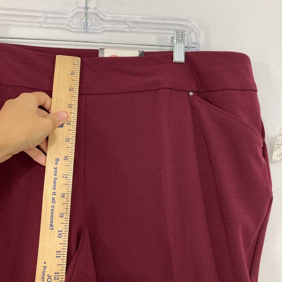 New Roz & Ali size 18 Burgundy Tummy Control Stretch Pull-on Straight Leg Pants - Picture 6 of 10